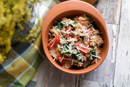 Łosoś z ryżem i serem po francusku 