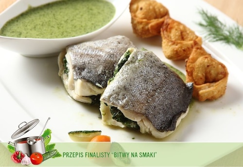 Pstrąg z Hrabstwa Kłodzkiego z rybnym i uszkami w zielonym sosie