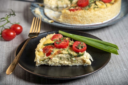 Quiche z ciastem ryżowym i warzywami