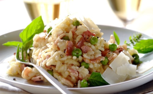 Przepis na Risotto z bekonem i zielonym groszkiem Risotto z bekonem i zielonym groszkiem