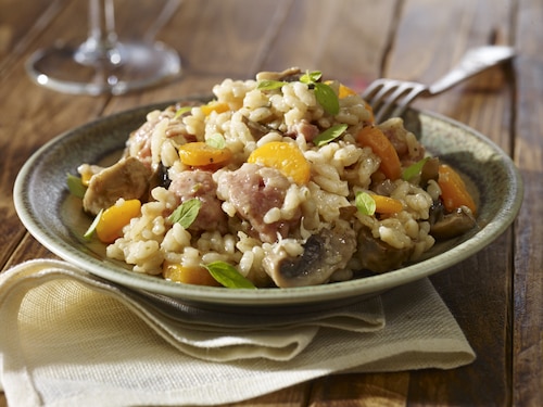 Przepis na Risotto z wołowiną i pieczarkami Risotto z wołowiną i pieczarkami