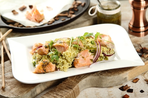 Przepis na Sałatka z kaszą jaglaną Sałatka z kaszą jaglaną