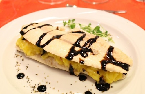 Sandwich z pstrąga i risotto po mediolańsku