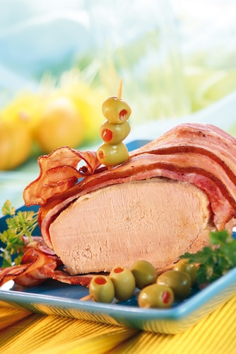 Przepis na Schab z wędzonym boczkiem Schab z wędzonym boczkiem