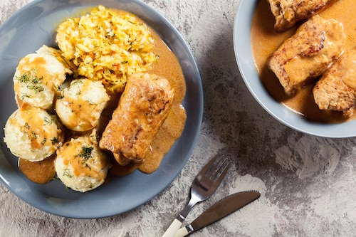 Schab a’la zrazy z ogórkiem i boczkiem