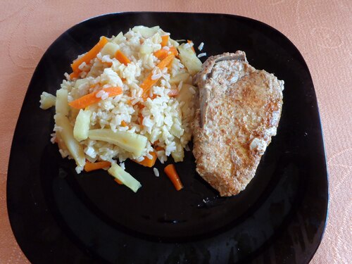 Przepis na Schabowy z ryżem i warzywami Schabowy z ryżem i warzywami