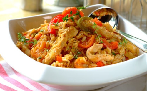 Przepis na Smażony ryż z kurczakiem i morelami  Smażony ryż z kurczakiem i morelami