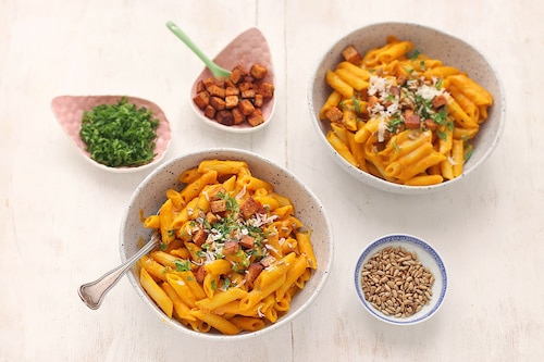 Przepis na Penne w sosie dyniowym wege Penne w sosie dyniowym wege