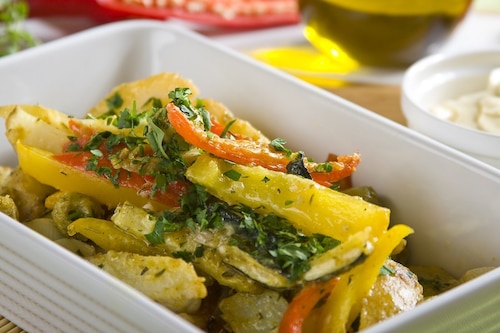 Przepis na Śródziemnomorskie ziemniaki z chili Śródziemnomorskie ziemniaki z chili