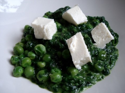 Szpinak i groszek z fetą