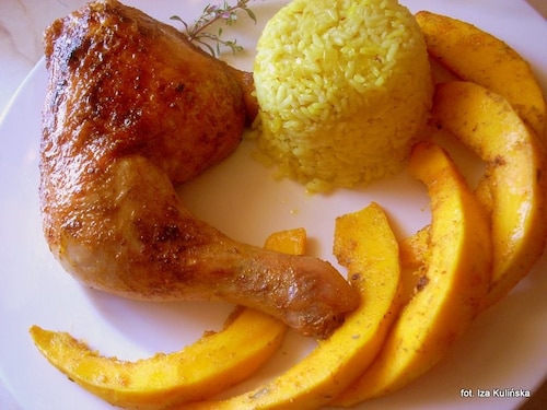 Udka złociste pieczone z dynią