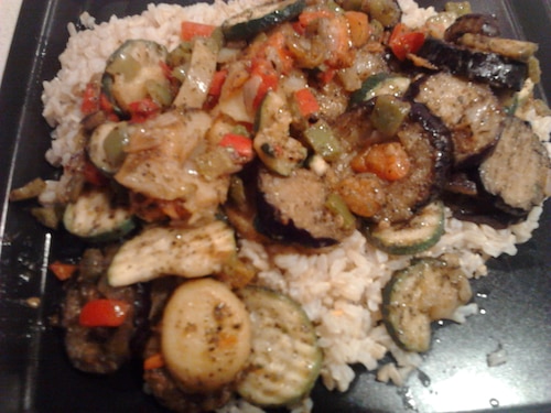 Warzywa duszone w bulionie z ryżem