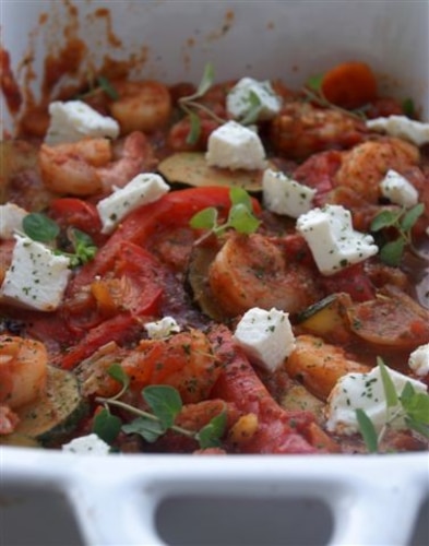 Przepis na Warzywna zapiekanka z krewetkami Warzywna zapiekanka z krewetkami