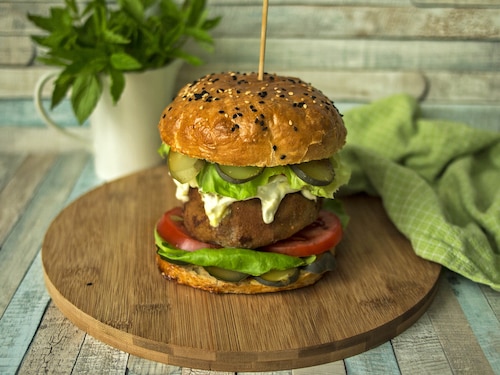 Przepis na Wege burger z pieczarkami Wege burger z pieczarkami