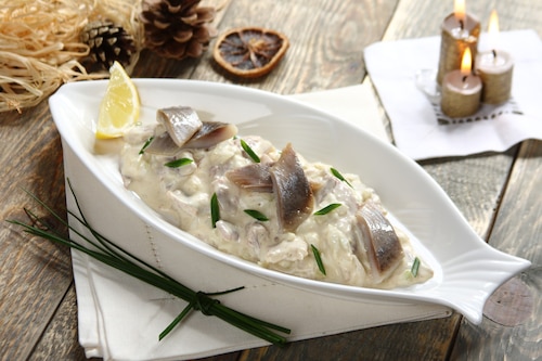 Wigilijne śledzie w śmietanie z majonezem