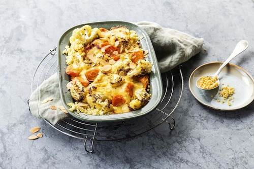 Zapiekanka Gratin z kalafiora z kaszą jaglaną