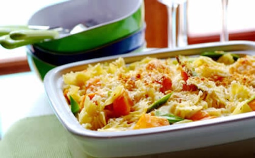 Zapiekanka makaronowa z dynią i porem