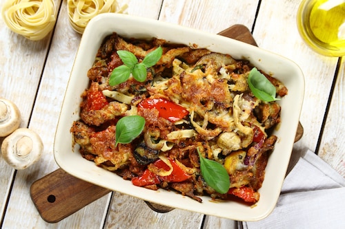 Przepis na Zapiekanka makaronowa z warzywami i grillowanym kurczakiem Zapiekanka makaronowa z warzywami i grillowanym kurczakiem