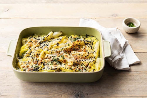 Przepis na Zapiekanka ziemniaczana ze szparagami Zapiekanka ziemniaczana ze szparagami