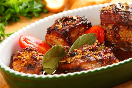 Żeberka z musztardą