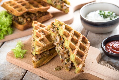 Przepis na Zielone Gofry a la pizza Zielone Gofry a la pizza