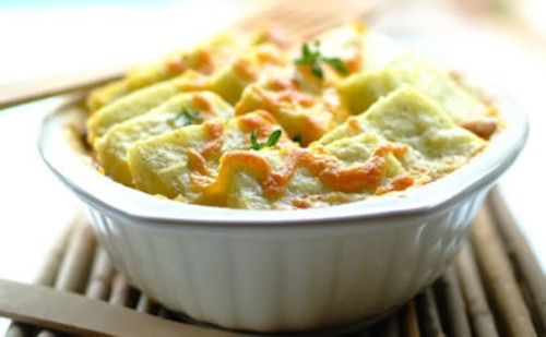 Ziemniaczana tarta z boczkiem i porem 