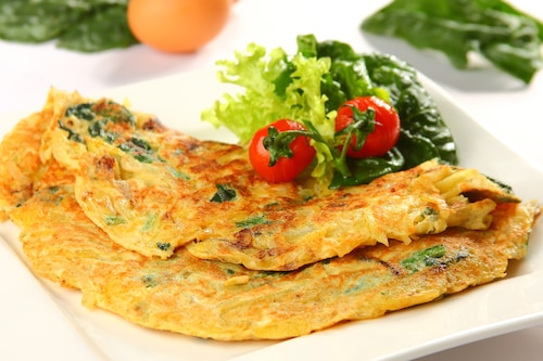 Tortilla ze szpinakiem i jajkiem