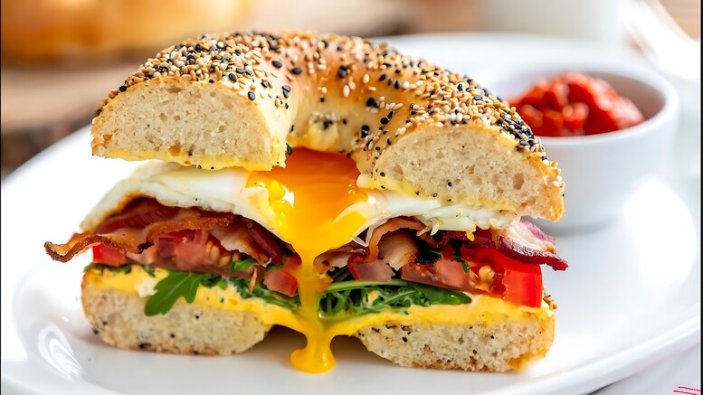 Bajgiel z jajkiem sadzonym i bekonem – przepis