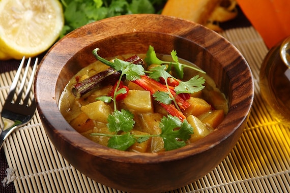 Curry ze smażonej dyni i ziemniaków 