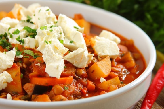 Soczewica z bakłażanem i serem feta