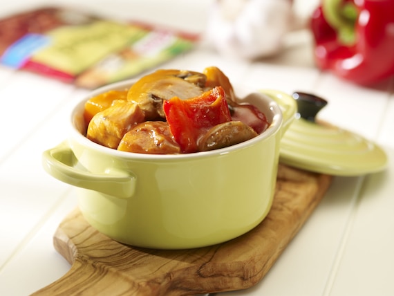 Jesienny gulasz z kurczakiem, dynią i grzybami