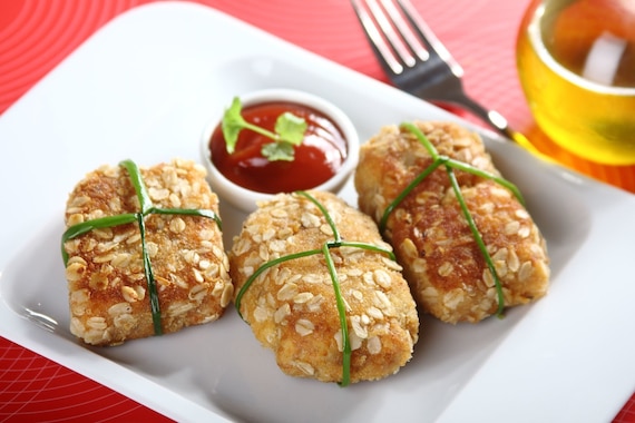 Kotleciki panierowane w płatkach owsianych