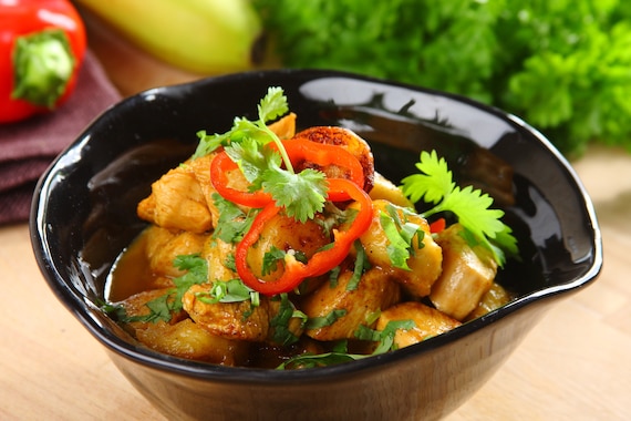 Kurczak z bananami po kubańsku