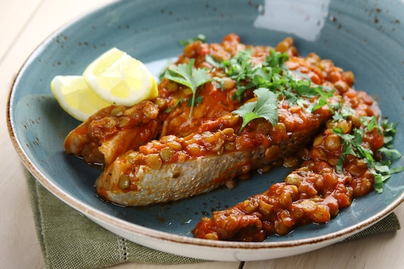 Łosoś z soczewicą