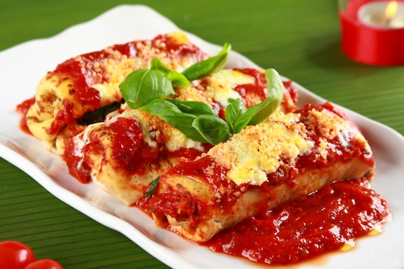 Zapiekane naleśniki ze szpinakiem