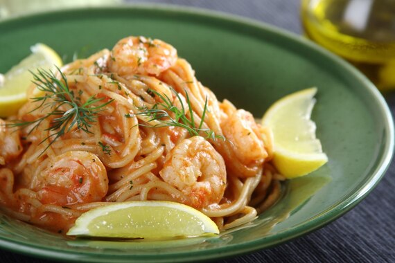 Neapolitańskie spaghetti z krewetkami