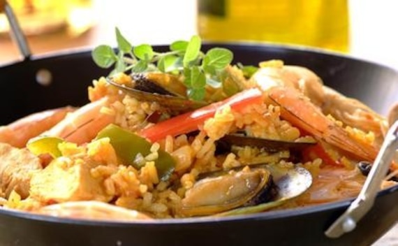 Paella z owocami morza