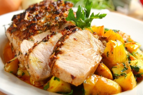 Pieczony schab z jabłkami