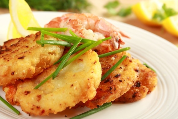 Placki ziemniaczane z krewetkami
