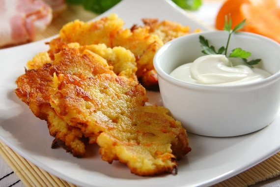 Placki ziemniaczane z  marchewką i boczkiem