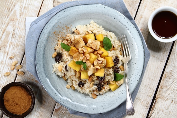 Ryż na napoju kokosowym z mango i bananem