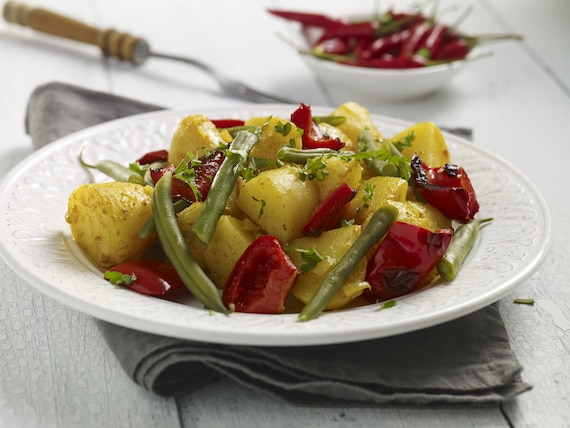 Fasolka szparagowa z pomidorami i ziemniakami