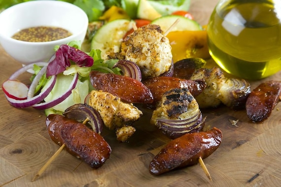 Szaszłyki z indyka z chorizo  