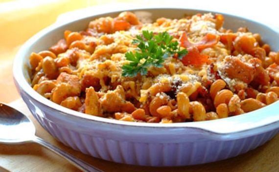 Zapiekany makaron z kurczakiem i dynią