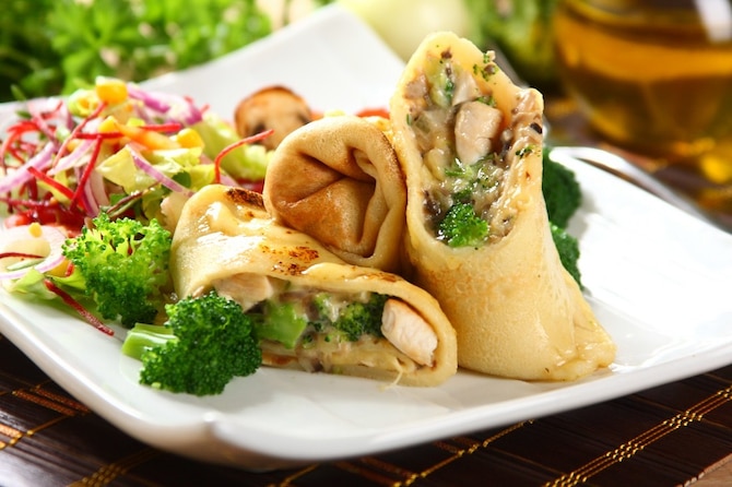 Naleśniki z kurczakiem  i brokułami 